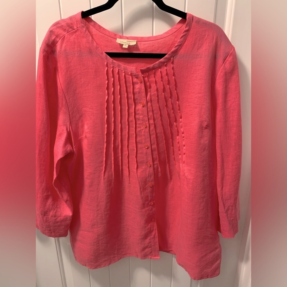Choices 100% Linen 3/4 Sleeve Boho Top